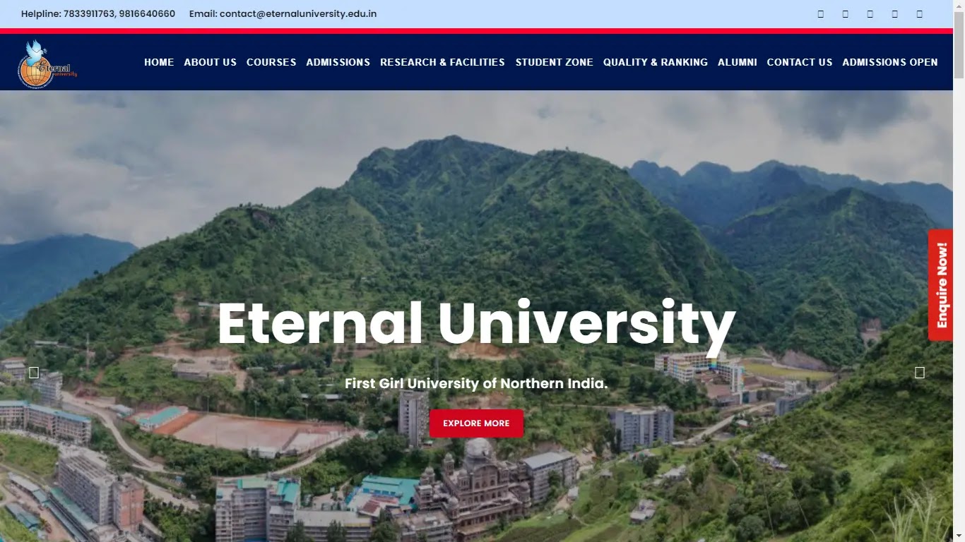 Eternal University Course, Admission CURRENT_YEAR, Exam and Contact Information