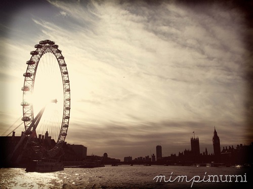 A view of London Eye & Westminster from the River Thames.