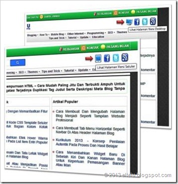 Tautan Tombol Lihat Laman Versi Seluler Dan Desktop Pada ELTELU Blog