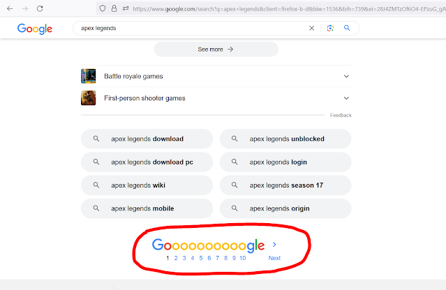 pagination on google search
