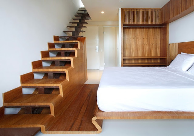 Half wood half steel stairs 