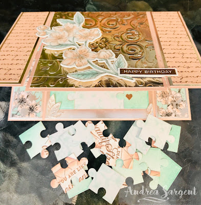 Andrea Sargent, Social Stamping, 3 Layer Spanner card, Parisian Blossoms, Modern Heart, Puzzle Pieces, Stampin Blends, Mini Catalogue, Stampin Up, Strong & Beautiful