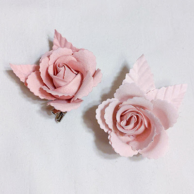 Pink suede rose clips