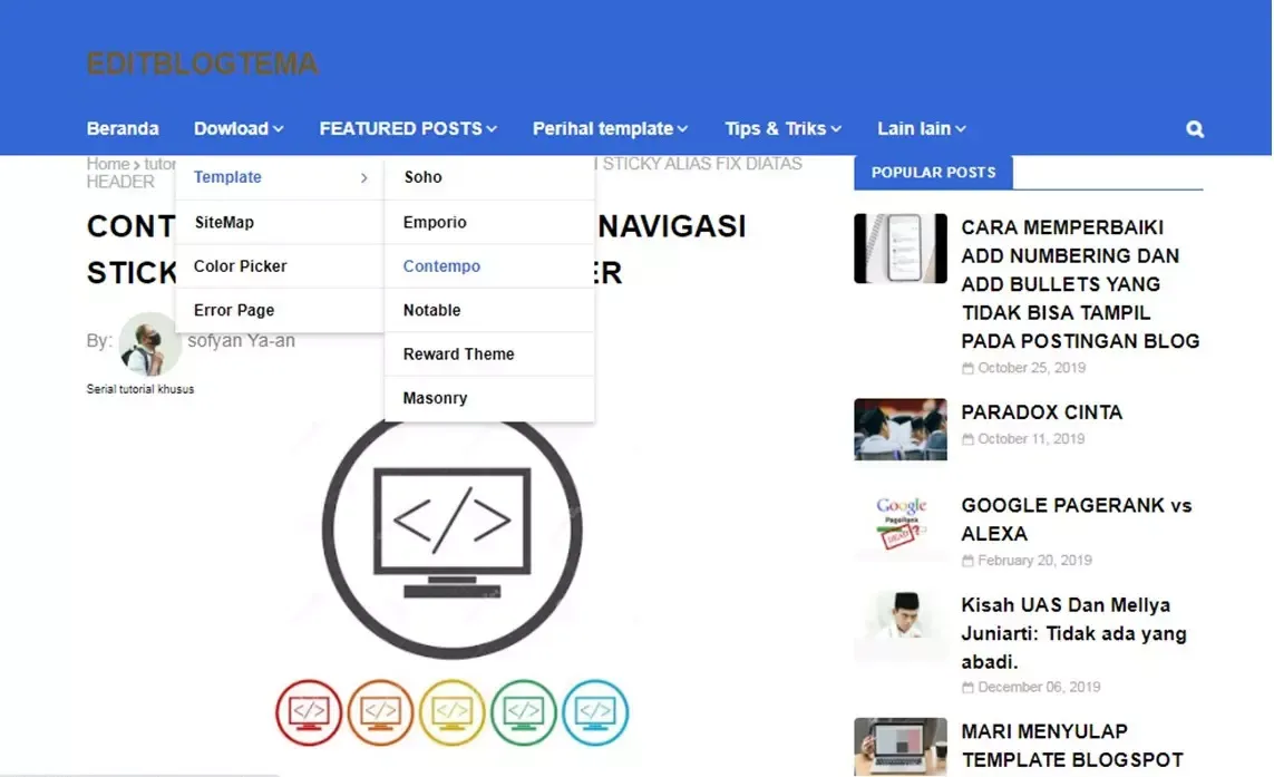 navbar navigasi menu halaman editblogtema