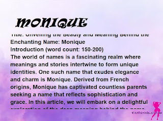 meaning of the name "MONIQUE"