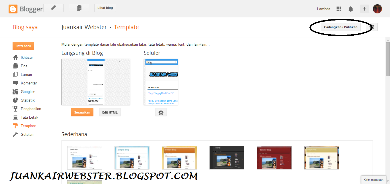 Cara Backup Data Dan Template Blog