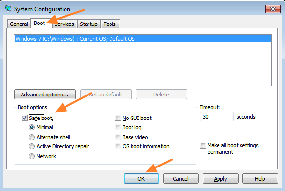 cara keluar dari safe mode windows 7