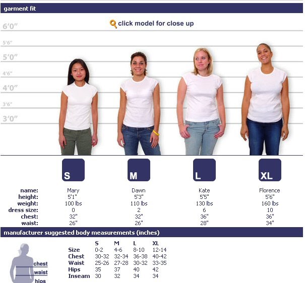 womens clothing size measurements