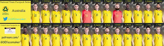 Australia National Team Facepack 2023 For eFootball PES 2021