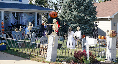 Yard full of Halloween Decorations