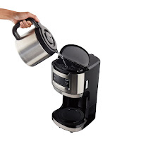 Hamilton Beach front fill coffee maker. A small portion of the lid opens at the front, but most of it is unopenable