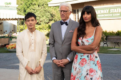 The Good Place Season 4 Jameela Jamil Manny Jacinto Ted Danson Image 1