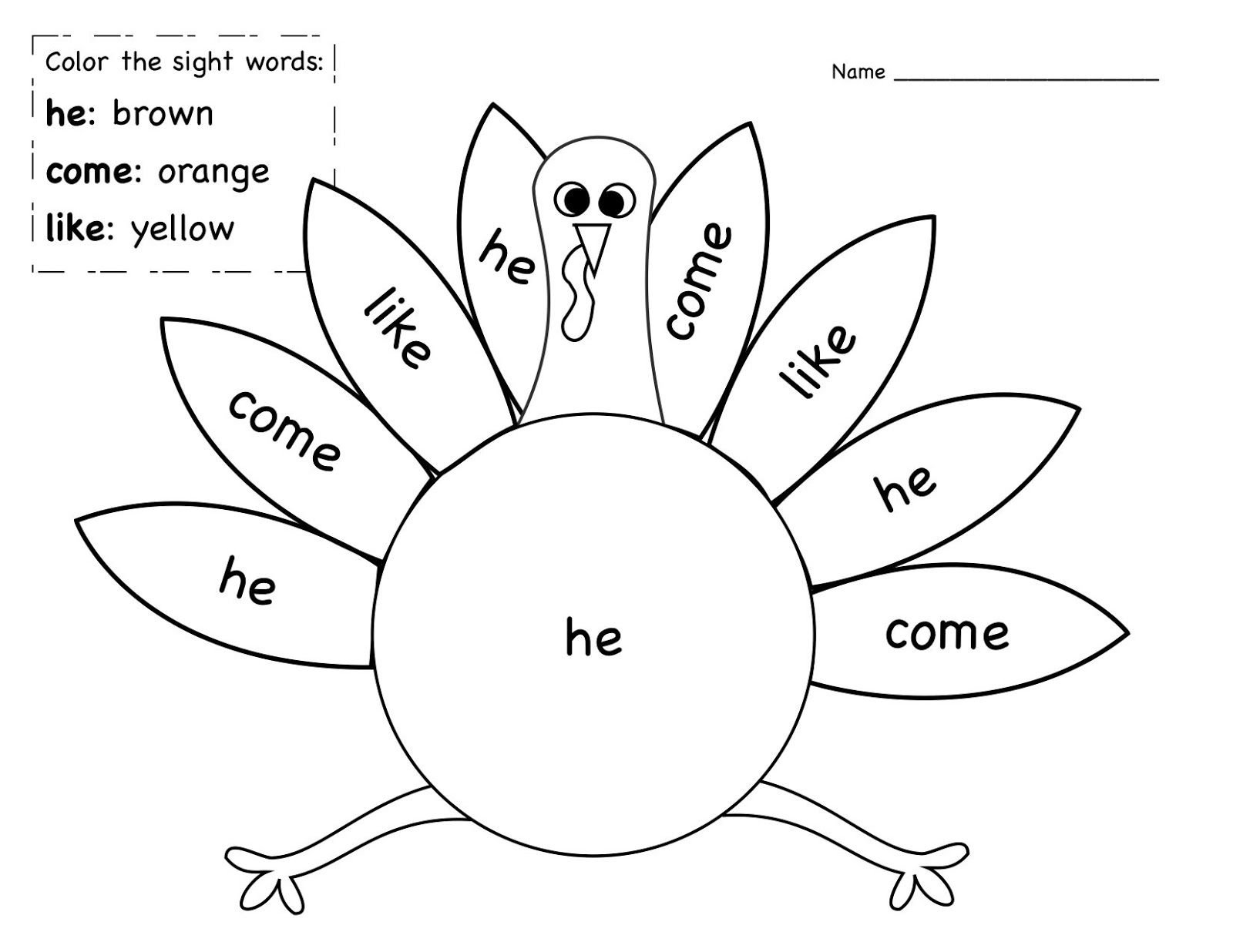 Hidden sight words coloring pages
