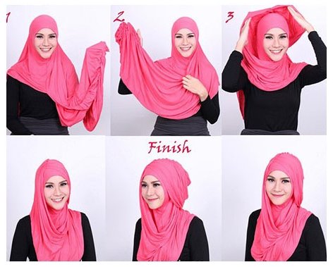 Gambar Tutorial Cara Pakai Hijab Modern Ala Zaskia Adya Mecca