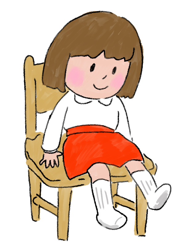 無料イラスト 楽しそうに椅子に座る女の子のイラスト 無料イラスト集 商用可 まえみちイラスト