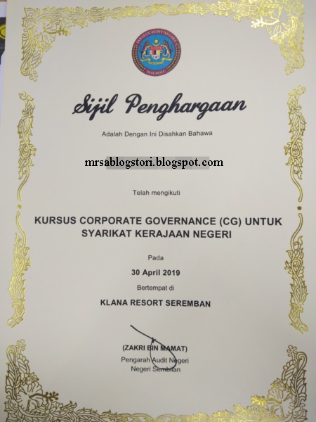 Kursus Corporate Governance (CG) Untuk Syarikat Kerajaan Negeri