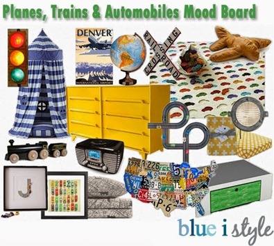 blue i style - PlanesTrainsAutomobilesBigBoyRoomMoodBoard