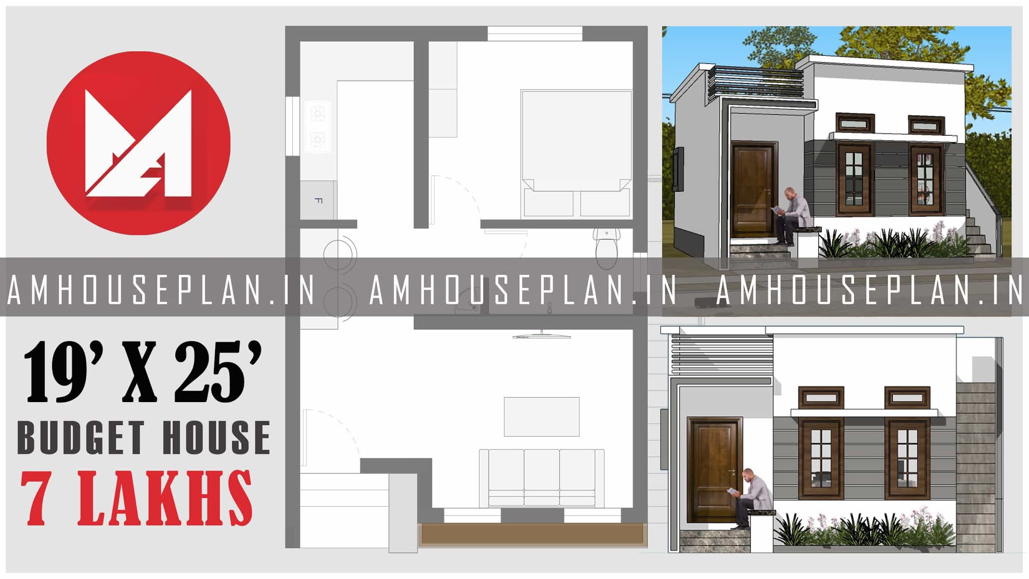 19 x 25 under 7 lakhs low budget house plan and elevation