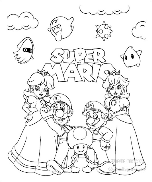 Super Mario, Mario Coloring Pages, Mario Coloring Pages Printable, Yoshi, Toad, Mario Coloring Pages PDF