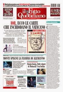 Il Fatto Quotidiano del 15 Febbraio 2012 | ISSN 2037-089X | TRUE PDF | Quotidiano | Cronaca | Politica
Il quotidiano è edito dal 23 settembre 2009. L'uscita del giornale è stata preceduta da una lunga fase preparatoria iniziata il 28 maggio 2009 con l'annuncio del nuovo quotidiano dato sul blog voglioscendere.it da Marco Travaglio.
Il nome della testata è stato scelto in memoria del giornalista Enzo Biagi, conduttore del programma televisivo Il Fatto, mentre il logo del bambino con il megafono si ispira al quotidiano La Voce, in omaggio al suo fondatore Indro Montanelli.
L'editore ha manifestato la volontà di rinunciare ai fondi del finanziamento pubblico per l'editoria e di sovvenzionarsi soltanto con i proventi della pubblicità e delle vendite, e di usufruire solo delle tariffe postali agevolate per i prodotti editoriali sino alla loro abrogazione nell'aprile 2010.