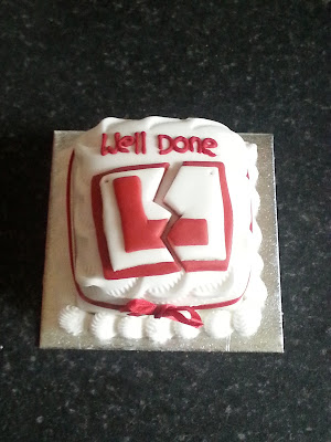 Driving Test Past Cake Torn L-Plate Cake red and white