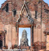 Related Blogpost from Bangkok, Thailand - Bangkok Flower Market - Pak Khlong Talat, Thailand  Above photograph shows entry gate of Wat Ratcha Burana in Ayutthaya town of Thailand. Wat Ratchaburana is a Buddhist temple/wat in the Ayutthaya, Thailand. The temple's main prang is one of the finest in Ayutthaya city. Located in the island section of Ayutthaya, Wat Ratchaburana is immediately north of Wat Mahathat. This part of Ayutthaya is also called Ayutthaya Historical Park and you would notice a very different kind of vibe while roaming around few acres of this region, which is full of all these temples.     Related Blogpost from Thailand - Train Journey from Bangkok to Aayutthaya in Thailand
