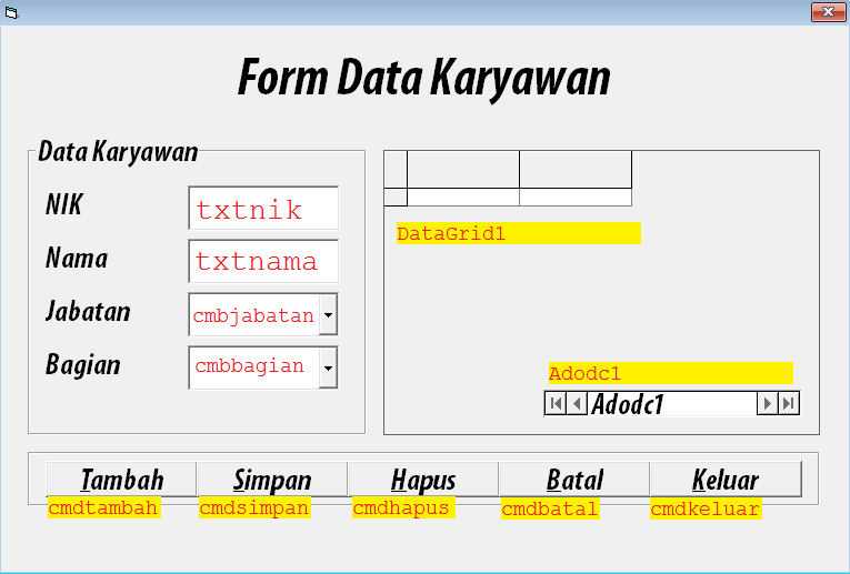 Contoh Form Database Karyawan - Contoh 0917