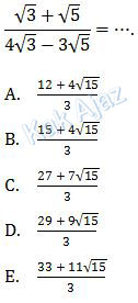 Soal penyederhanaan bentuk akar UN 2013 Matematika IPA No. 3