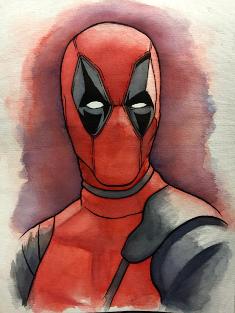 Deadpool Watercolor Illustration Photo