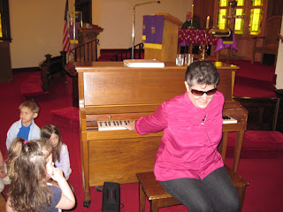 Laurel playing backwards at Riverton, IL First UMC