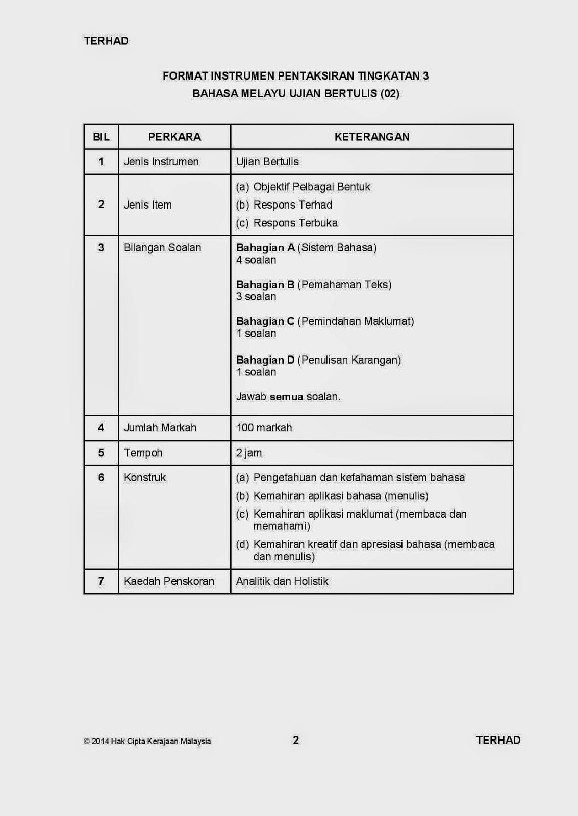 Contoh Soalan Bahasa Melayu Pt3  2014 pt3 bahasa inggeris 