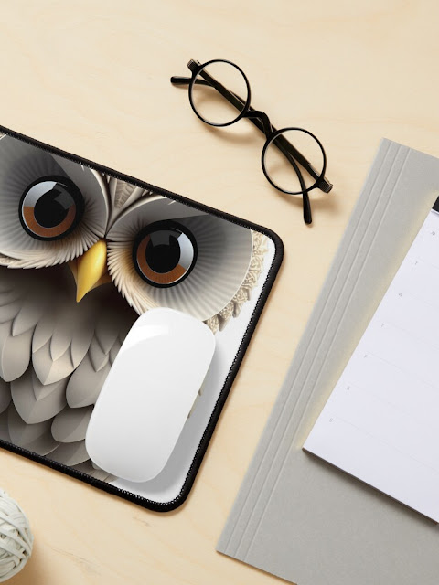 Cute owlet illustration sticker Mouse Pad by newbeltane