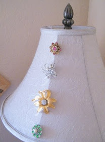 vintage brooch jeweled shabby chic cottage diy lamp shade lampshade