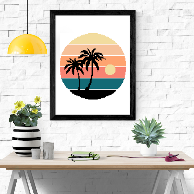 Tropical Sunset cross stitch pattern