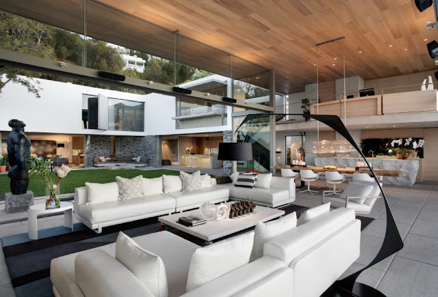Modern living room and rest of the house on daylight 