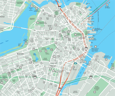 Map of Boston with lots of detail