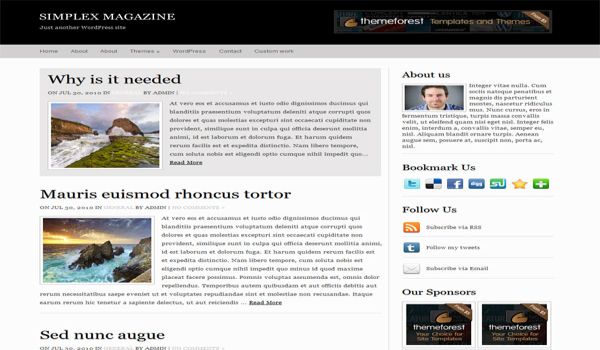 Simple White Black Magazine Wordpress Theme