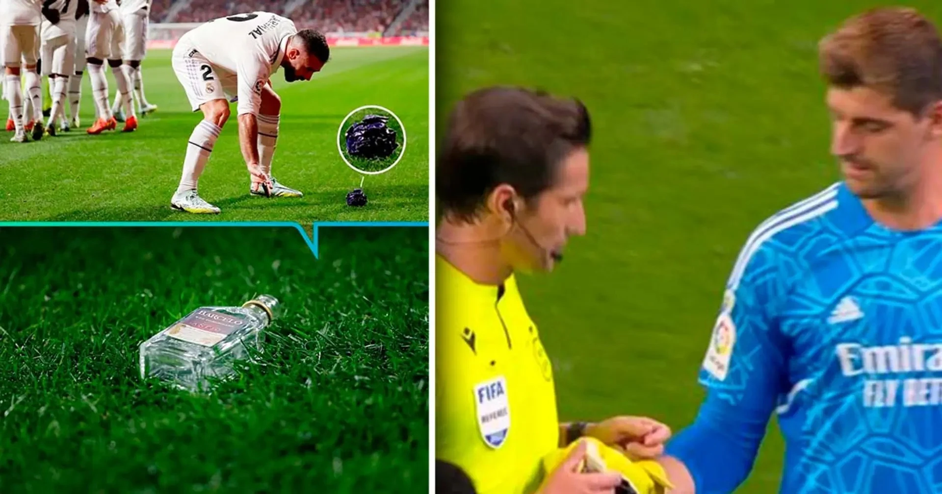 Atletico fans threw glass bottles at Real Madrid players during the game