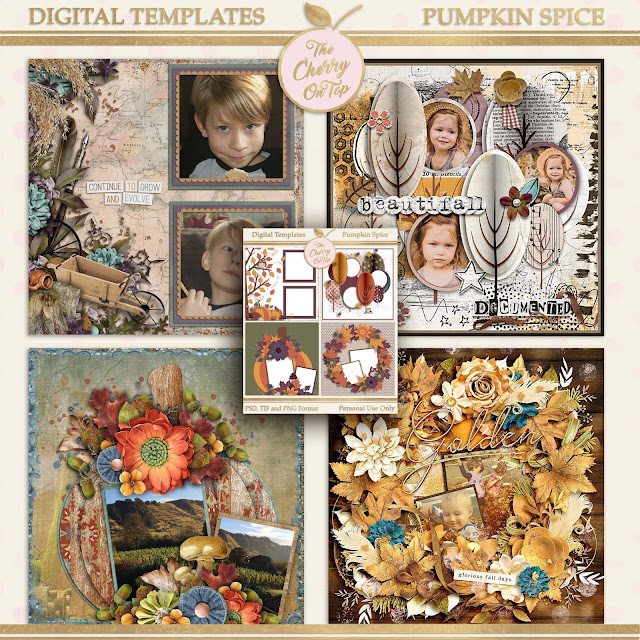  Pumpkin Spice Digital Scrapbooking Templates