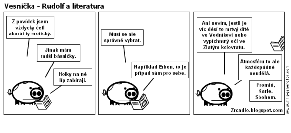 Komiks Vesnička - Rudolf a literatura.