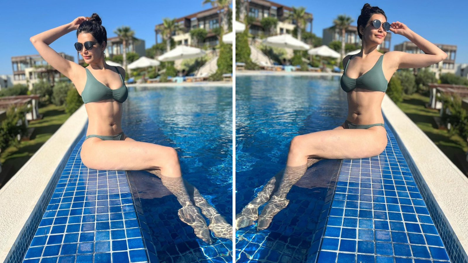 Karishma Tanna Shows off her Toned Physique in Chic Monochrome Bikini  See Hot Pics