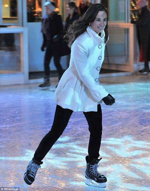 Pippa Middleton gets her skates on for a twirl around the Ice