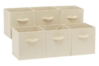 Amazon Basics Collapsible Fabric Storage Cube Organizer with Handles (6-Pack)