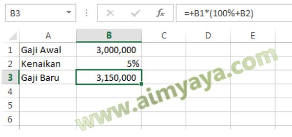  Gambar: Contoh Perhitungan Gaji Baru setelah dinaikkan 5% 
