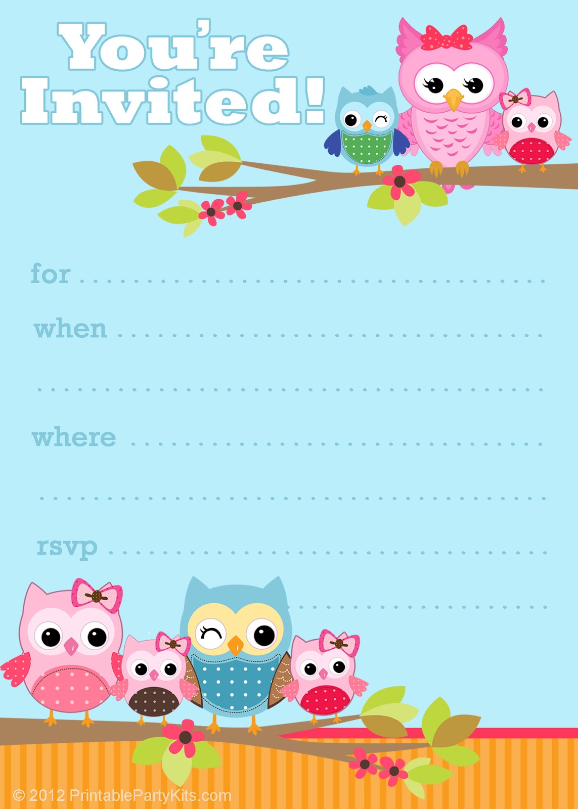 Free Printable Owl Birthday Invitations Templates 1