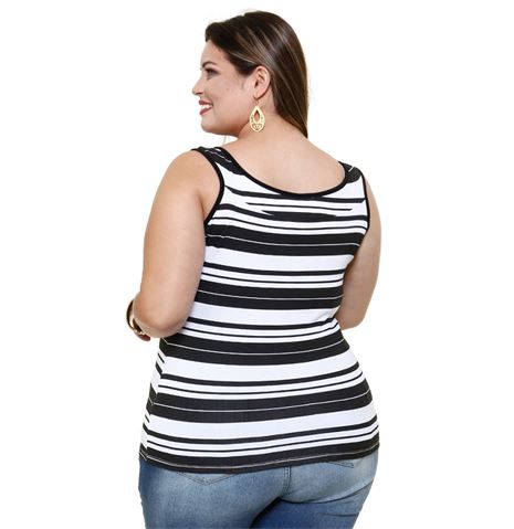 Estilo jovem regata feminina listrada Plus Size Marisa