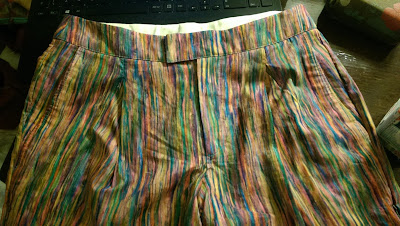 Rainbow trousers in a Liberty lawn fabric