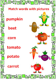 vegetables worksheet – match pictures and words 