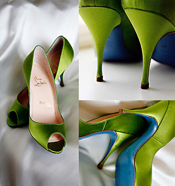 Green wedding shoe