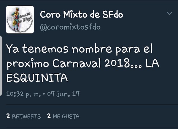 El coro mixto de San Fernando será "La esquinita" en el COAC 2018